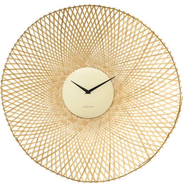 NeXtime Vortex – Wandklok – 60 cm – Bamboe – Bruin – Stil