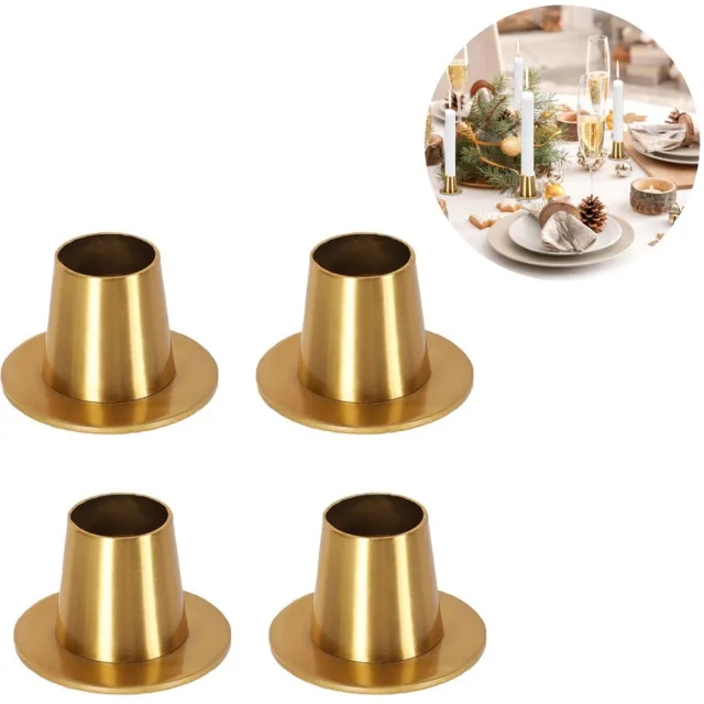 SWGOTA 4 stuks - Kandelaars - Metalen kandelaars - Minimalistische stijl - Vintage - Kaarsenhouders - Ideaal voor romantische tafels, bruiloftsdecoraties, kaarsenopstelling - Woondecoratie - Taps toelopend - Koperkleurig