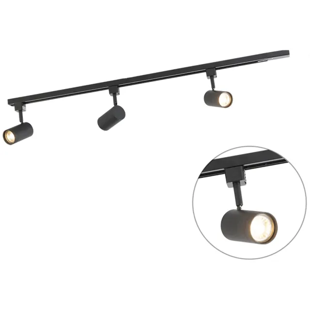 QAZQA jeana - Moderne Dimbare LED Smart Spot railsysteem verlichting, railverlichting incl. wifi met Dimmer - 3 lichts - L 100 cm - Zwart - Woonkamer | Slaapkamer | Keuken Zwart Smart LED