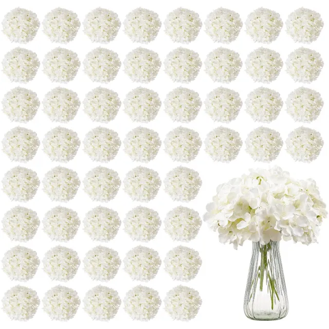 Vevor 65x Kunsthortensia's van Zijde 250mm Kunstbloemen Boeket Wit