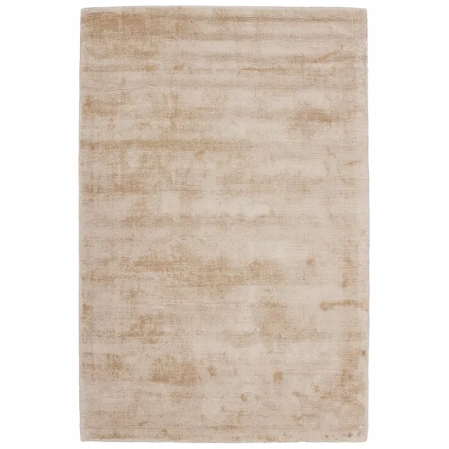 Padiro laagpolig vloerkleed met zachte uitstraling 80 x 150 cm - lichtbeige - modern effen ontwerp - voor vloerverwarming - van viscose en katoen