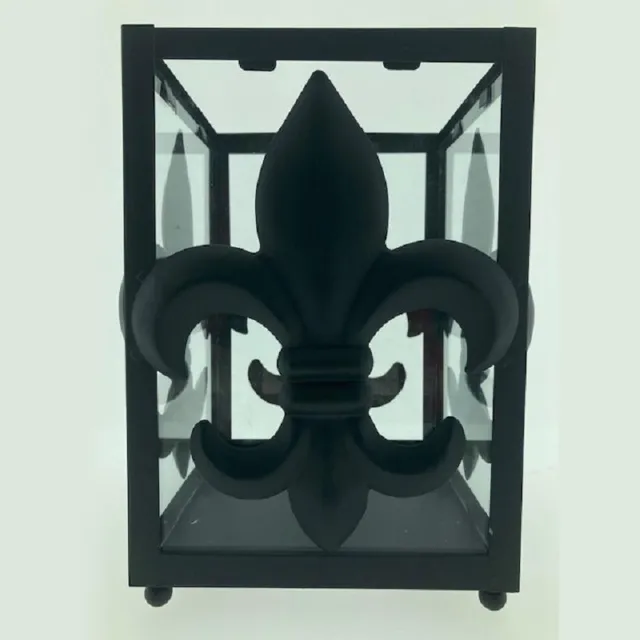 PTMD Windlicht - Merk : PTMD - Zwart metaal - Glas - 25cm hoog - Large