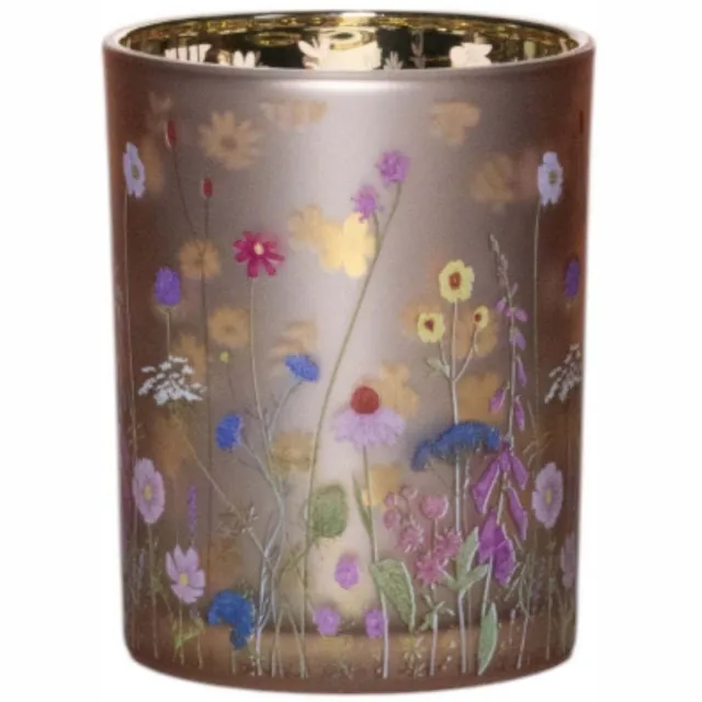 Mars & More Wilde bloemen - theelichthouder glas - hommel 12 cm multi kleuren roze