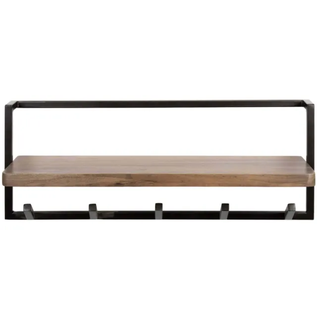 LT-Luce Kapstok Air Pure Brons Massief Acacia Bruin 6 Haken 85cm Hoedenplank Brons & Bruin
