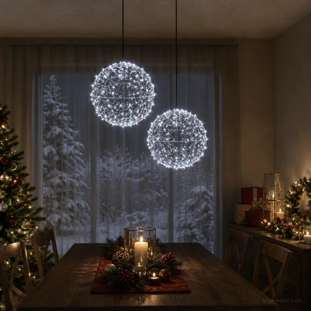 vidaXL Kerst Finial Licht 2 st 600 LED's Koel wit Diameter 30 x 32 cm