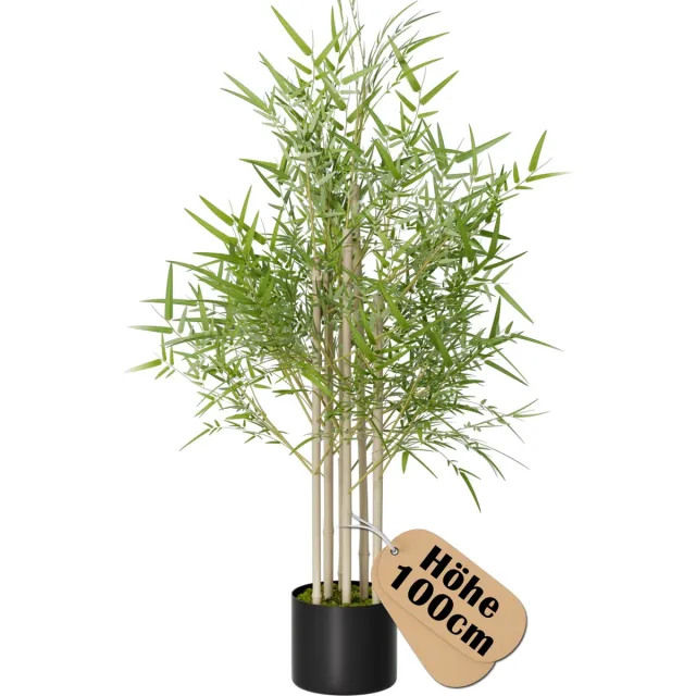 LZQ 100cm Kunstbamboe Kunstbamboeplant Kunstplanten Groot Voor Binnen- En Buitenruimte Kunstplanten Net Zo Echt Met Pot Kunstboom Decoratie Voor Slaapkamer Balkonplanten Groen