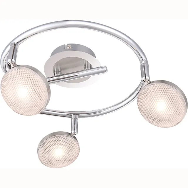 Globo Lighting Plafondlamp draaibaar Spotrondell chroom aluminium, mat nikkel, 3x LED 5W 345Lm warm wit, DxH 25x16,5 cm zilver