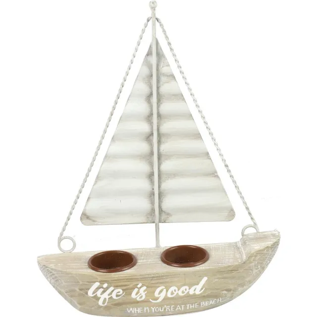 Decostar Living en Decoration Theelichthouder zeilboot Ponti M naturel