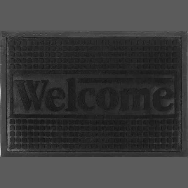 Galicja KADAX Deurmat, 60 x 40 cm, deurmat voor binnen en buiten, wasbare rubberen deurmat voor huisdeur, entree, vuilvangmat van rubber, schoonloopmat, deurmat, zwart Grafiet
