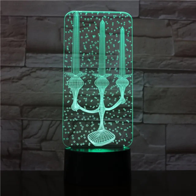 MC Living 3D Led Lamp Met Gravering - RGB 7 Kleuren - Kandelaar