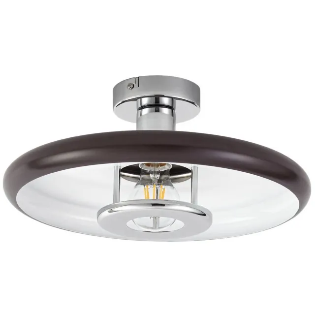 Lindby plafondlamp - 1licht - Metaal - H: 16 cm - E27 - bruin, chroom