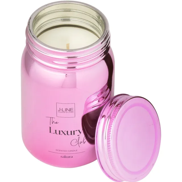 J-Line geurkaars Voorraadpot - Sakura - glas - roze - 69U