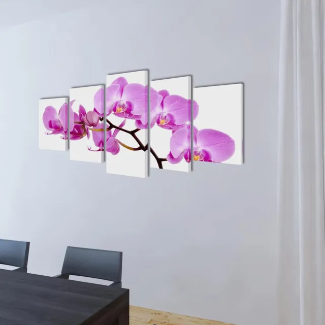 vidaXL Canvas muurdruk set orchidee 200 x 100 cm Meerkleurig