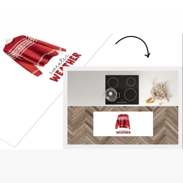 KitchenYeah Keukenloper - Loper keuken - Kersttrui - Rood - Winter - Keukenloper vinyl Multicolor