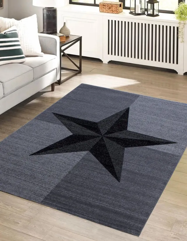 flycarpets Marlon Vloerkleed Ster - Laagpolig - Grijs / Zwart - 160x230 cm
