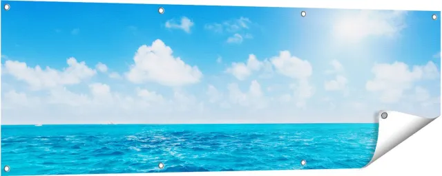 Gards Tuinposter Water Midden op Zee met Zonneschijn - 150x50 cm - Tuindoek - Tuindecoratie - Wanddecoratie buiten - Tuinschilderij Multikleur