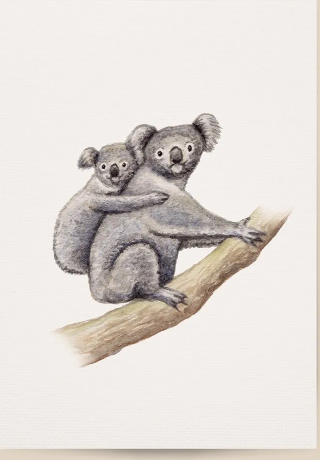 World of Mies poster koala - A4 - mooi dik papier - Snel verzonden! - tropisch - jungle - dieren in aquarel - geschilderd door Mies