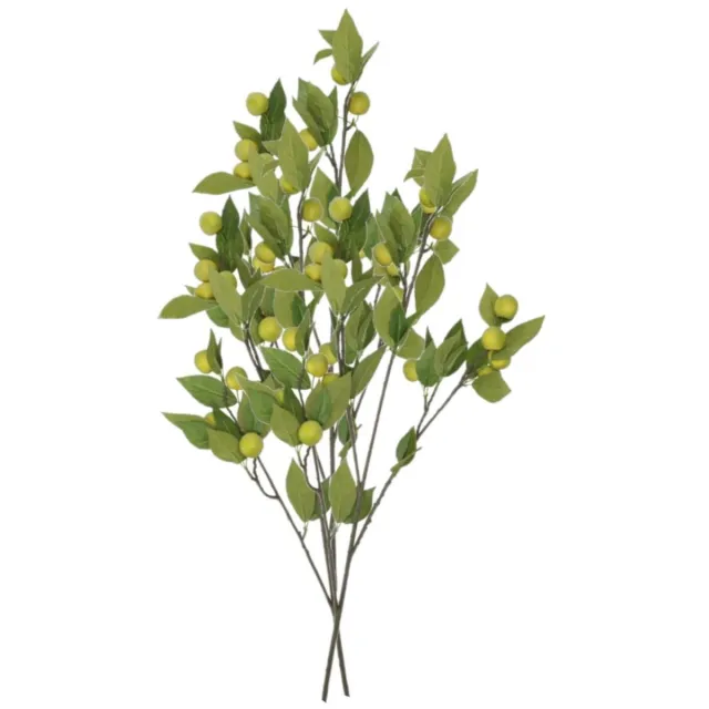 DK design Kunstbloem fruit tak met appels - 3x - 90 cm - groen - Kunst zijdebloemen