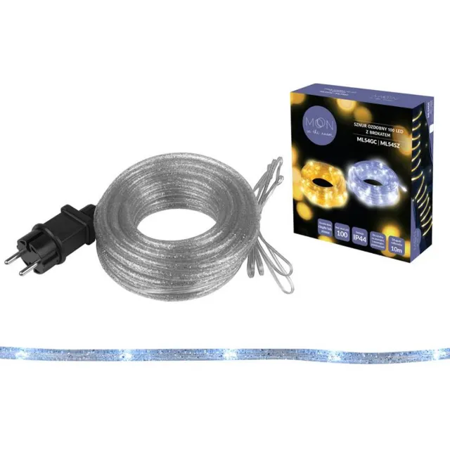 MOON in the room Decoratiesnoer - Kerstverlichting 100 LED's - Koud wit - 10 m - Zilver met gliter