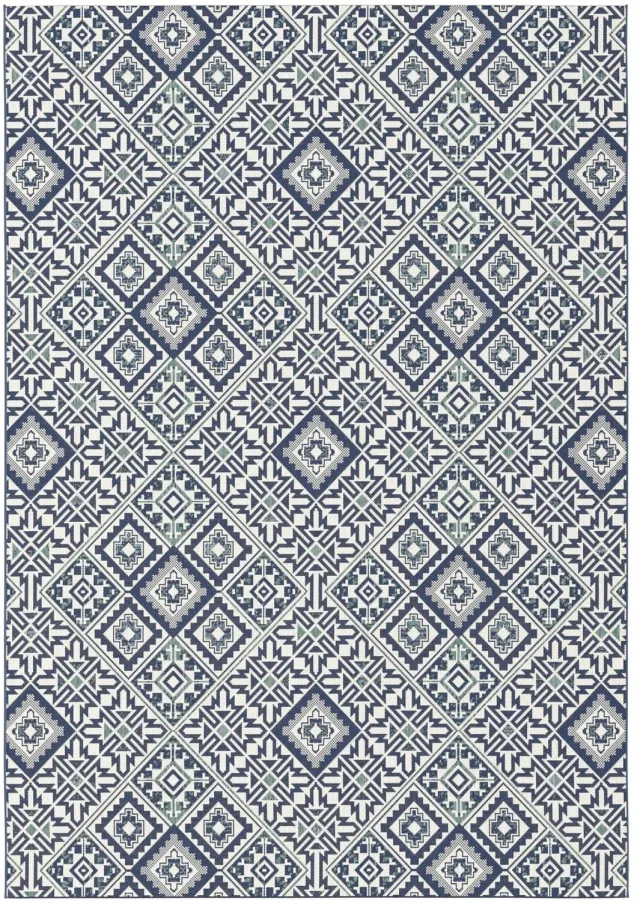 AFK Living Grafisch binnen buiten tapijt NAZARE blauw