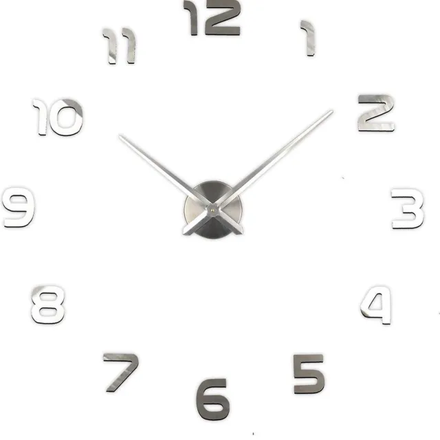 Goed Ye® Grote Wandklok 3D – Moderne DIY Klok – Zilver – Stil Uurwerk – 70-120 cm