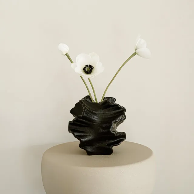 Indore Home Coral vaas S - Vaas keramiek - Decoratieve accessoires - Zwart