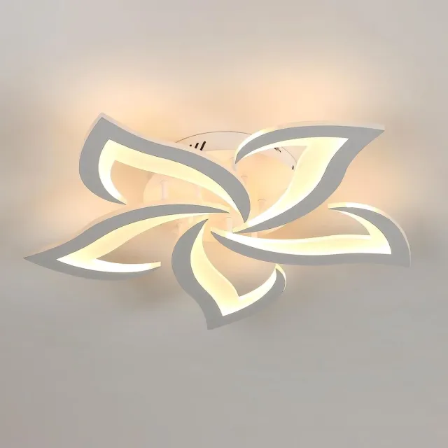 Riserva LED Plafondlamp modern minimalistisch onregelmatig wit, zwaluwstaart design 5‑lichts 58cm, 60W warm wit 3000K Ra80, ijzer + acryl, voor woonkamer slaapkamer keuken