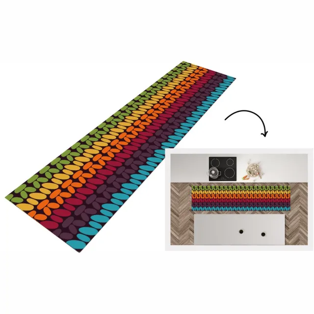 KitchenYeah Keukenloper - Keukenmat vinyl Haakpatronen - Retro - Regenboog - Keukenmatten loper - Keuken vloerkleed tapijt, foto 5