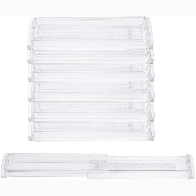 Famanu 6 stuks ladeverdelers, verstelbaar, 28-50 cm, ladeverdeler, lade-inzetstuk, ladeverdeler voor laden, organizer, keuken, commode, kledingkast, bureau, organizers Transparant