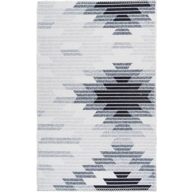 Padiro stijlvol laagpolig vloerkleed 200 x 290 cm - lichtgrijs - geometrisch boho-patroon - voor vloerverwarming - van polyester