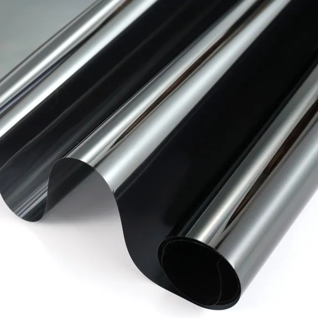 Wicotex Raamfolie zonwerend - 5x rollen - semi transparant/carbon - 60 cm x 2 meter - statisch - Anti inkijk/warmte folie Zwart