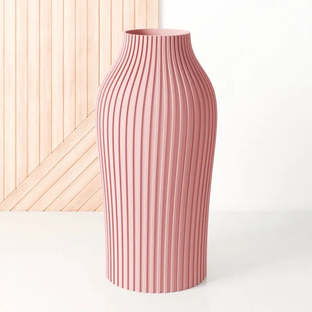 Fleuriek Vaas Roze - H30 cm - Vaas voor zijdenboeket of droogbloemen - Cadeau voor haar - Duurzame tafeldecoratie van gerecycled plastic - Strakke moderne vaas