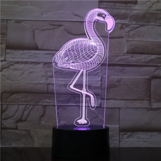 MC Living 3D Led Lamp Met Gravering - RGB 7 Kleuren - Flamingo