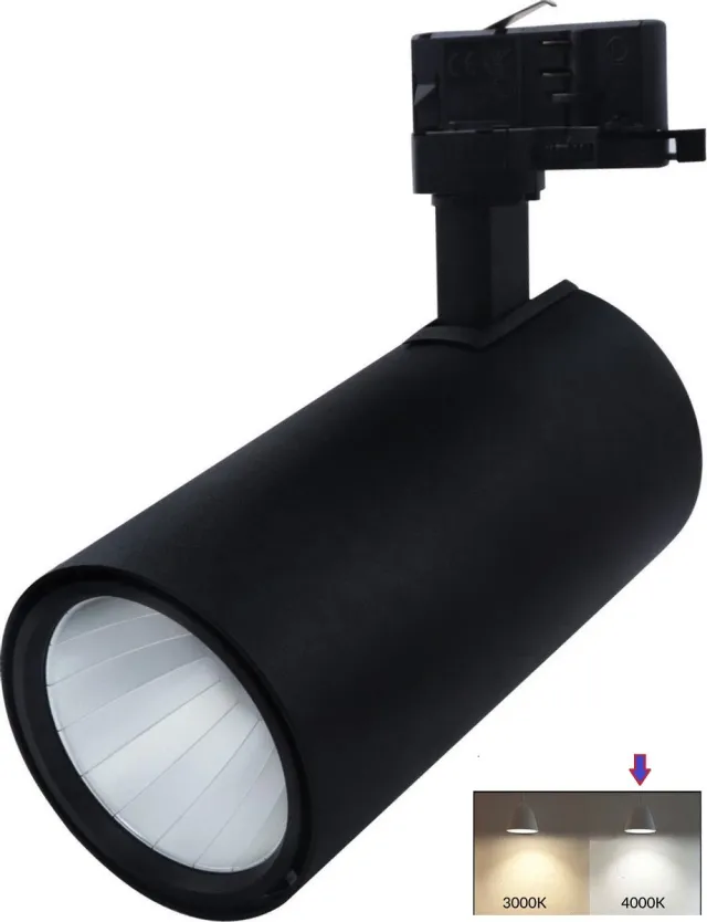 TulpLux LED tracklight/railspot voor 3-fase railverlichting 30w 4000lm zwart 4000k zwart 4000k (natuurlijk wit)