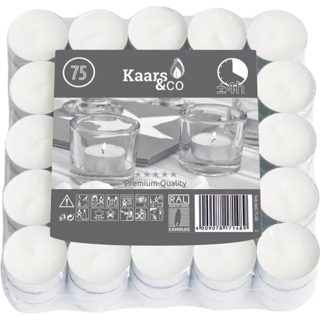 Kaars & Co Waxinelichten 150 stuks 4H wit
