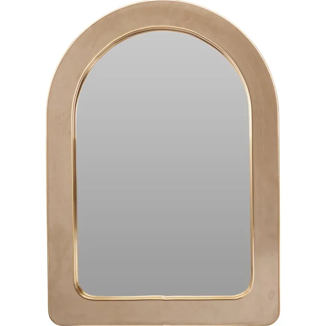 H&S Collection Spiegel Madeira - beige - halfrond - vilt/staal - 70 x 50 cm - wandspiegel