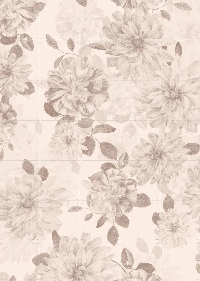 IXXI Soft Boho Flowers, Bloomery Decor - 100 x 140 cm - Grote wanddecoratie en posters - Naturalisme, Vintage, Aquarel, Illustraties, Studeerkamer Beige / Bruin / Wit