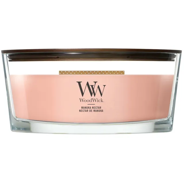 Woodwick Heartwick Flame Ellipse Geurkaars - Manuka Nectar - 50 branduren Oranje