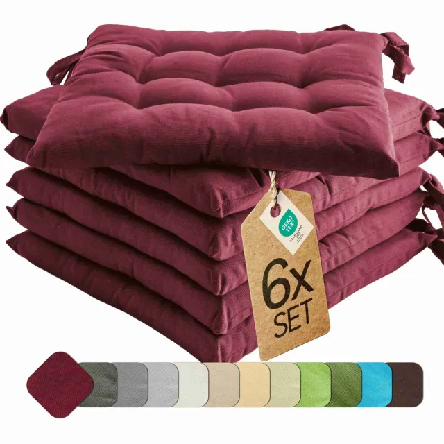 etérea Himmlische Qualität etérea Basic Zitkussen Stoelkussen - Seat Cushion 6 Stuk - 40x40 cm - Bordeaux Rood