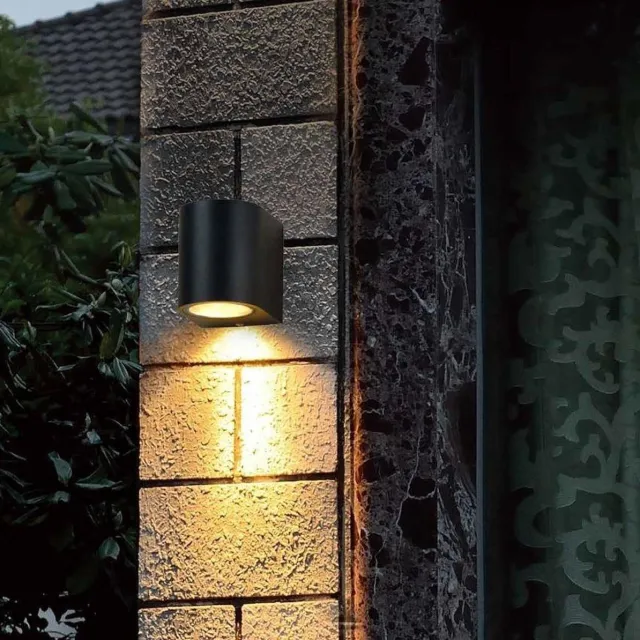 Steinhauer Buitenlampen - Wandlamp Modern - Zwart - H:9cm - GU10 - Voor Buiten - Metaal - Wandlampen - Slaapkamer - Woonkamer
