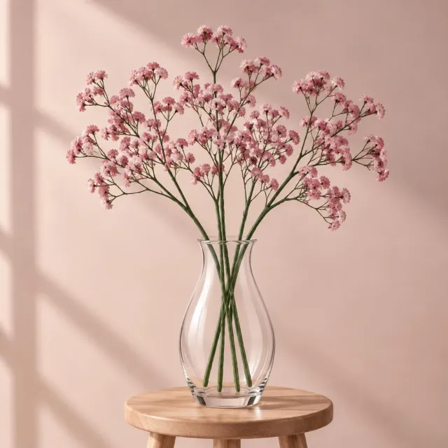 CHAKS Kunstbloem Gipskruid - 4x - 60 cm - roze - tak - kunst bloem - Gypsophila