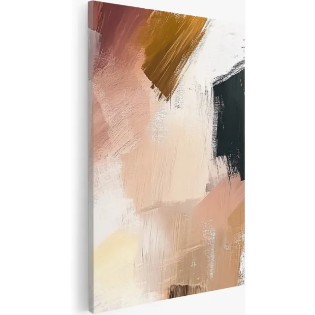 Saammp Canvas Schilderij - Gestreept patroon - Abstract kunstwerk - 80x120 - Foto op canvas - Wanddecoratie - Muurdecoratie Woonkamer - Slaapkamer decoratie - Canvas Print Multicolor