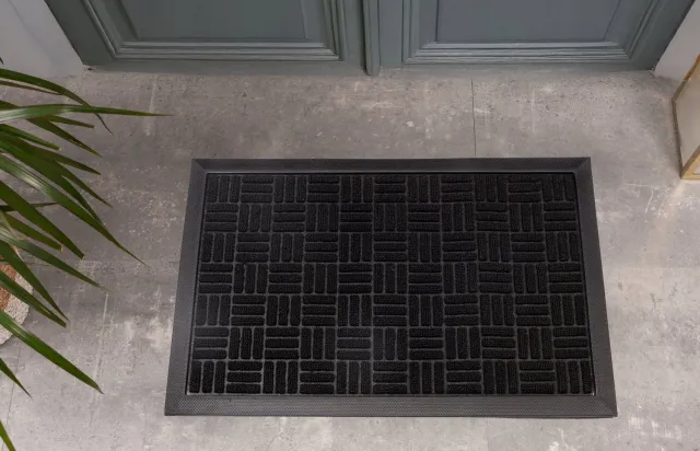 LINDOHOME Stijlvolle Deurmat 45x75cm met Antislip Rubber - Duurzaam & Esthetisch Zwart