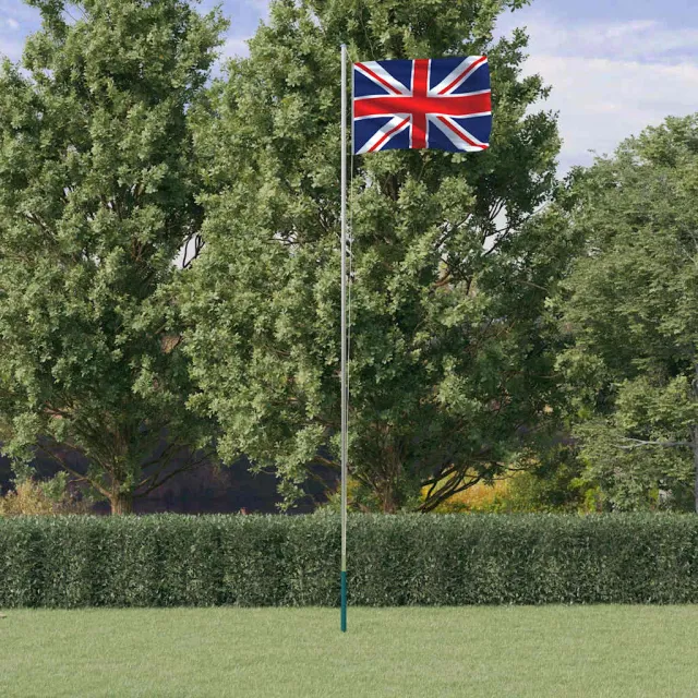 vidaXL Vlag met vlaggenmast Verenigd Koninkrijk 6,08 m aluminium Zilver