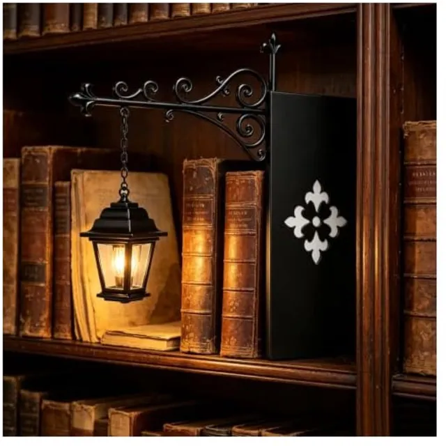 longziming Boekenkastlamp - Halloween Decoratie - Vintage Boekenplanklamp in Bibliotheekstijl - Sfeervolle Lantaarn voor Boekenkast en Plank - Decoratieve Verlichting voor Woonkamer, Kantoor en Halloween - Cadeaugestreep zwart