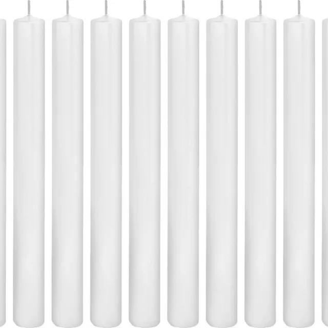 Trend Candles Dinerkaarsen wit - 10x - 25 cm - 14 branduren - Geurloze kaarsen - Rechte tafelkaarsen/kandelaarkaarsen