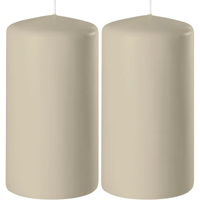 Enlightening Candles Cilinderkaars/stompkaars - 2x - beige - D6 x H10 cm - 36 branduren - Dikke kaarsen - Voor kandelaar of plateau