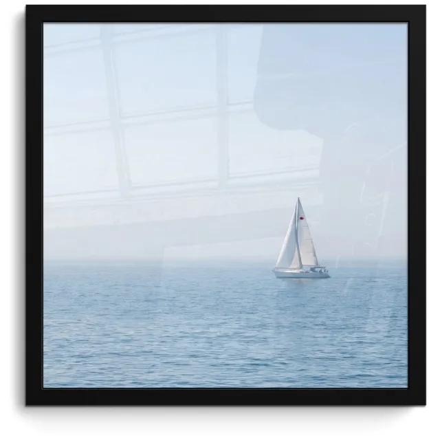 FrameYourWall Poster in lijst - Fotolijst 40x40 cm - Posters - Horizon - Zeilboot - Zee - Posterlijst zwart - Decoratie - Wanddecoratie woonkamer - Muurdecoratie slaapkamer