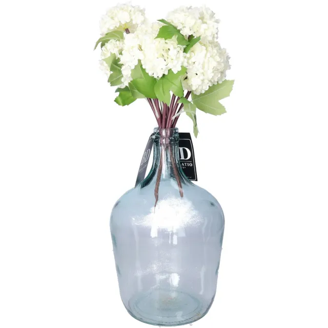 Bellatio Design Kunstbloem Viburnum/sneeuwbal - 2x - 30 cm - creme - losse steel - kunst zijdebloemen