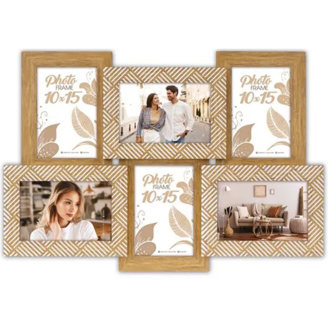 Zep Italia ZEP - Houten Collagelijst - Wit/Bruin - 6 foto's 10 x 15 cm - 50 x 35 cm